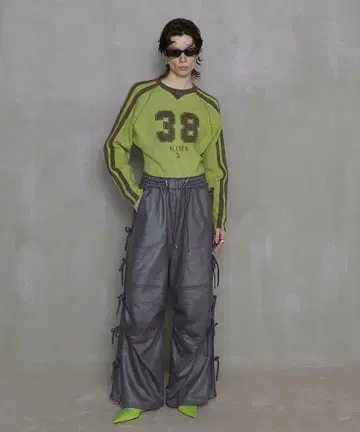 MAISON SPECIAL 사이드 리본 스웨트 팬츠 그레이 36