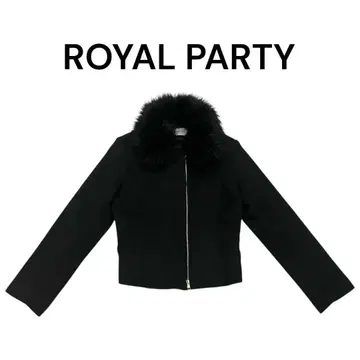ROYAL PARTY 블랙 퍼(fur) 부착 자켓
