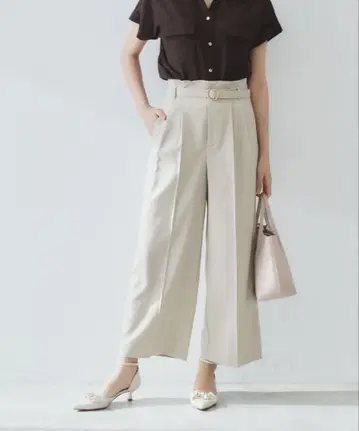 벨트 포함 스트레치 와이드 팬츠 사이즈 36(S)