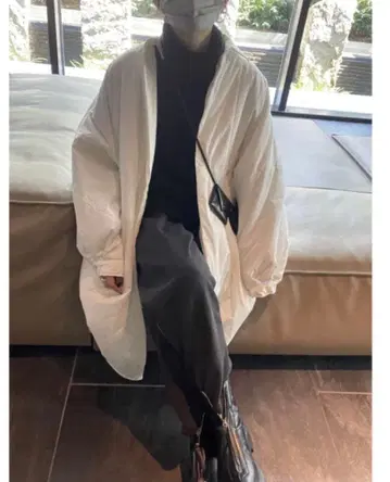 FASHIRU 파실 셔츠 디자인 볼륨 코트 화이트