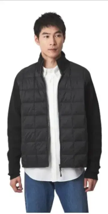 컨디션 최상 <TAION> 니트 슬리브 다운 자켓 블랙 집업