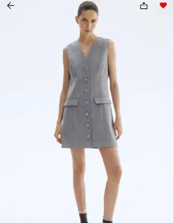 프론트 버튼 원피스 그레이