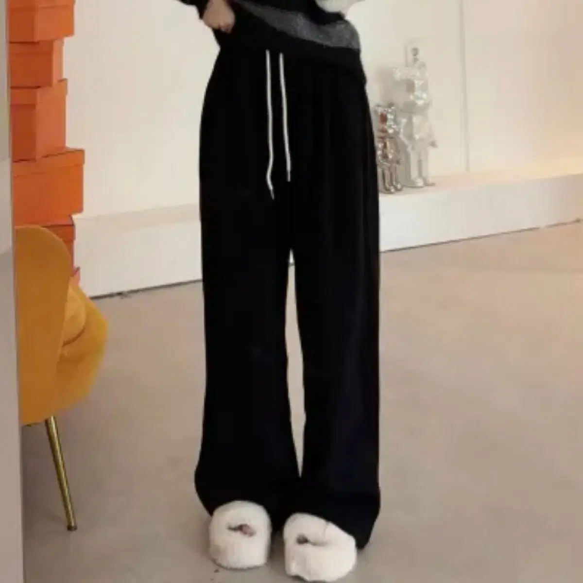 Fleece wide pants