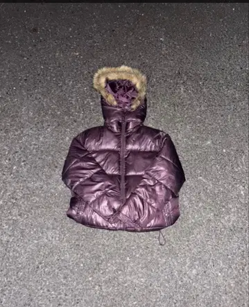 퍼플 퍼 다운 자켓