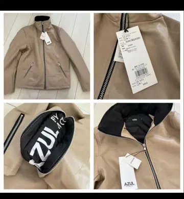 [ 새상품 ] AZUL 베이지 가죽 자켓 S