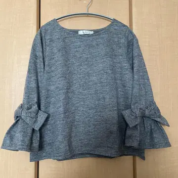 미착용 쿠튀르 브로치 프릴 리본 슬리브 블라우스 40