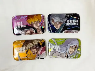 BLEACH 홀로그램 가공 스퀘어 캔뱃지 이치고 히츠가야 쿄라쿠 우키타케