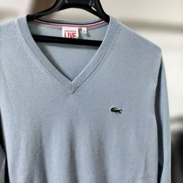 LACOSTE 라이트 블루 V넥 니트 스웨터 사이즈 5