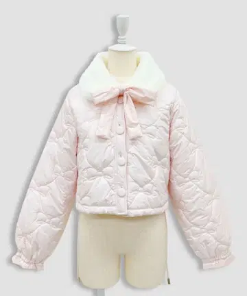 리본 퀼팅 숏 패딩 자켓