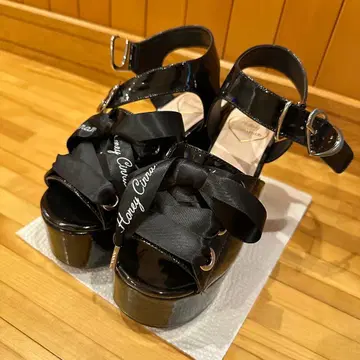 Honey Cinnamon 허니시나몬 허니 시나몬 리본 샌들 신발 블랙