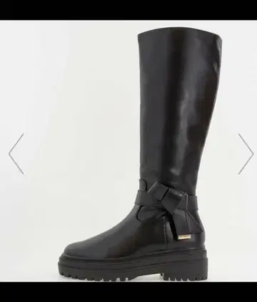 RANDA 리본 포함 통굽 롱 부츠 블랙 2way 통굽