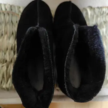 남성용 블랙 스웨이드 퍼 장식 숏부츠 28cm