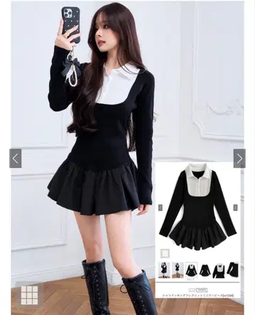 셔츠 도킹 플레어 니트 미니 원피스 [ru1204]