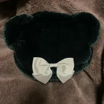 시마무라 아오키 미사코 곰돌이 파우치 리본 블랙