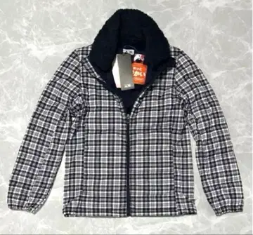 새상품 adidas 체크 무늬 충전솜 자켓 네이비 M 옷깃 보아 방한