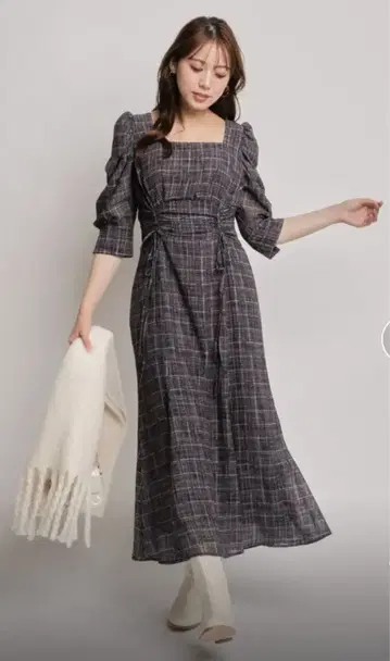 미사용 택 포함*Mystrada 마이 스트라다 트위드 프린트 원피스 38