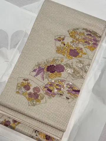 주라쿠 순수 실크 후쿠로 오비 예복용