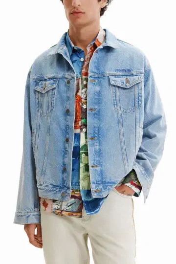 미사용 새상품 Desigual 자수 데님 자켓 S 데시그알 트래커