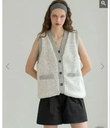 DONOBAN 푸들 니트 베스트 화이트/그레이 택 포함 미사용 새상품