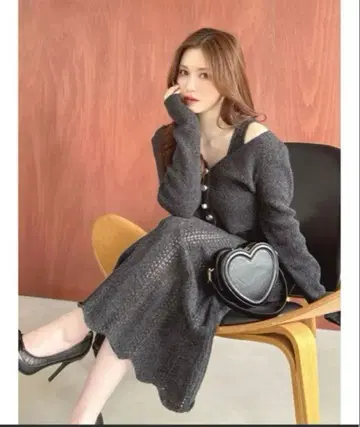 리젝시 앙상블 레이스 니트 원피스