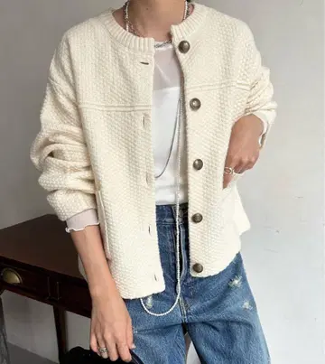 DouDou 멜란지 니트 자켓 가디건