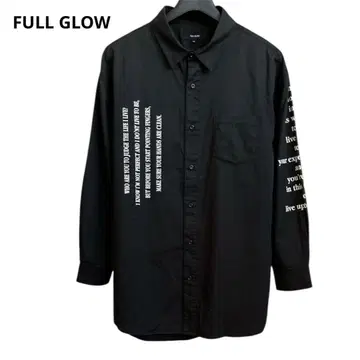 FULL GLOW 문자 사진 프린트 긴팔 셔츠 블랙 XL
