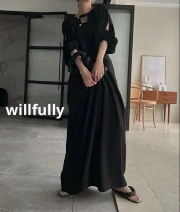willfully 볼륨 슬리브 롱 원피스