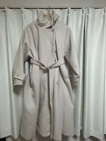 라이트 그레이 롱 코트 벨트 포함