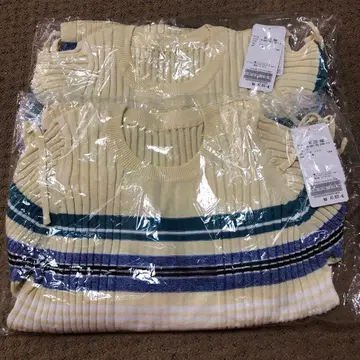 [ 미사용품 ] 테아라이카 와이드 리브 멜란지 PO 멀티 보더 2장 세트