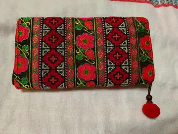 몽족 꽃무늬 자수 장지갑