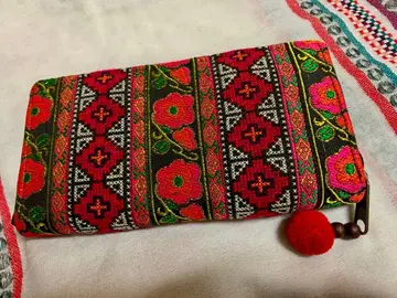 몽족 꽃무늬 자수 장지갑