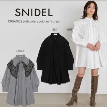 스나이델 ORGANICS 자수 칼라 미니 원피스