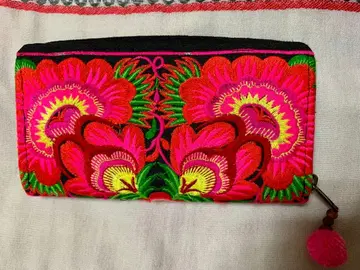 몽족 꽃무늬 자수 장지갑