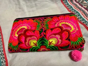 몽족 꽃무늬 자수 장지갑