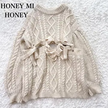 새상품급 HONEY MI HONEY 투웨이 리본 니트탑 모헤어