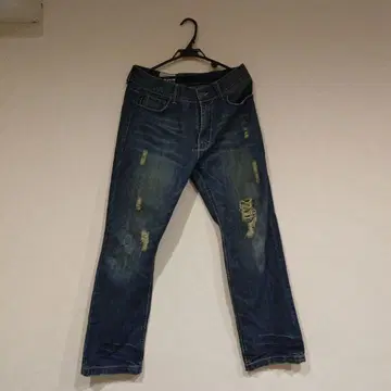 데미지 가공 다크 블루 데님