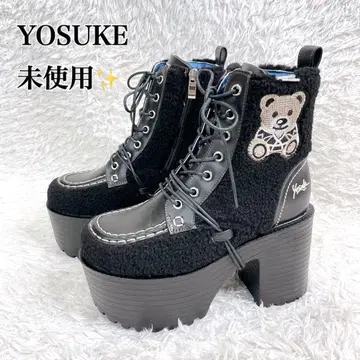 요스케 통굽 부츠 YOSUKE 레이스업 숏 부츠 곰 자수 M