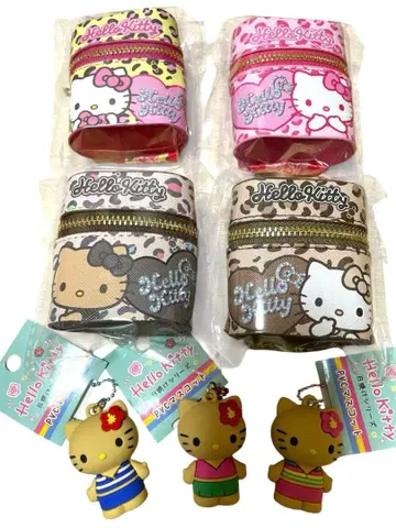 헬로키티 스카프 포함 참 파우치 4종 일광화상 시리즈 마스코트 3종 세트