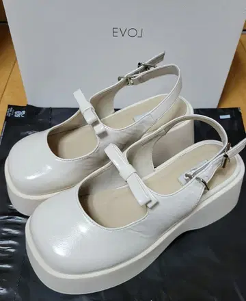 EVOL 경량 통굽 리본 멜리 제인 IX5462 아이보리 화이트 M