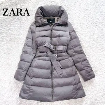 ZARA 자라 다운 코트 롱 벨트 포함 숄카라 여배우 옷깃 M