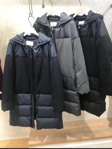 이소재 숄 후드 다운 코트 메이슨 그레이