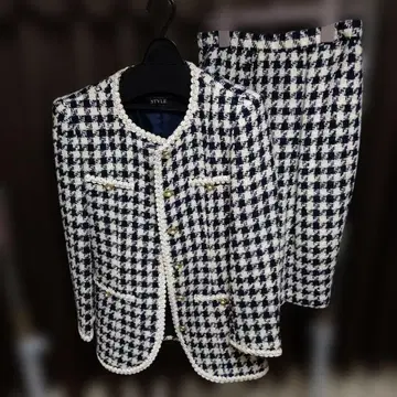 초특가 코지 와타나베 네이비와 화이트의 캐주얼 트위드 셋업