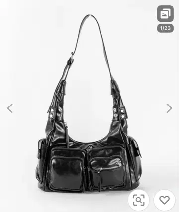 me+em select 블랙 숄더백 더블 지퍼 빈티지