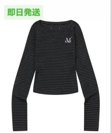 MUCENT 브이넥 스트라이프 롱 슬리브