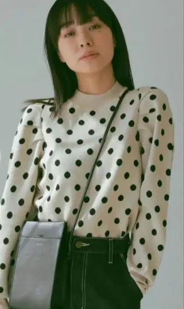 도트 자카드 니트 N WITH.