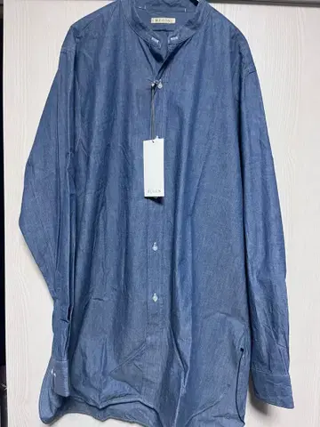 HEUGN Chambray Rob 코튼 샴브레이 밴드 카라 셔츠