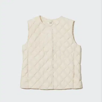 새상품급 유니클로 퍼프 테크 퀼팅 베스트/웜 패디드 화이트 S