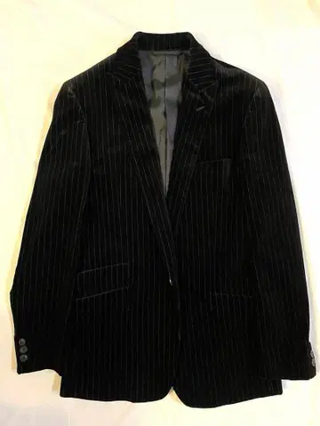 꼼므뜨 드 모드 옴므 블랙 스트라이프 벨벳 테일러드 자켓