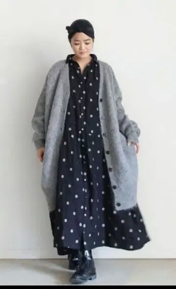 이치 앤티큐이츠 알파카 샤기 니트 롱 가디건