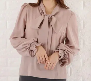 볼륨 소매 보타이 블라우스 상의 XL